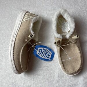 Hey Dude Wendy Funk Wool Beige Fur-Lined Loafers Sneaker Women’s Shoes Size W7